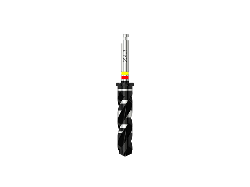 Microcone - Fraise pour corticale D 4.0/4.3 (jaune/rouge) pour implant D 4.5 - court
