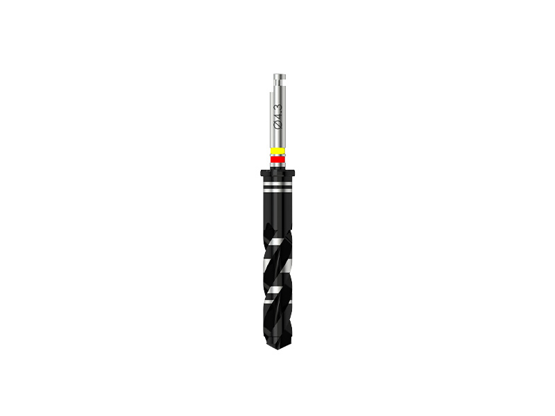 Microcone - Fraise pour corticale D 4.0/4.3 (jaune/rouge) pour implant D 4.5 - long