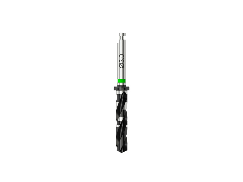Microcone - Foret standard D 3.0 (vert) pour implant D 3.5 - ultra-court