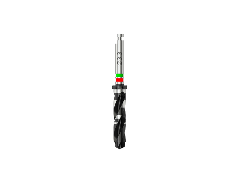Microcone - Fraise pour corticale D 3.0/3.3 (vert/rouge) pour implant D 3.5 - ultra-court