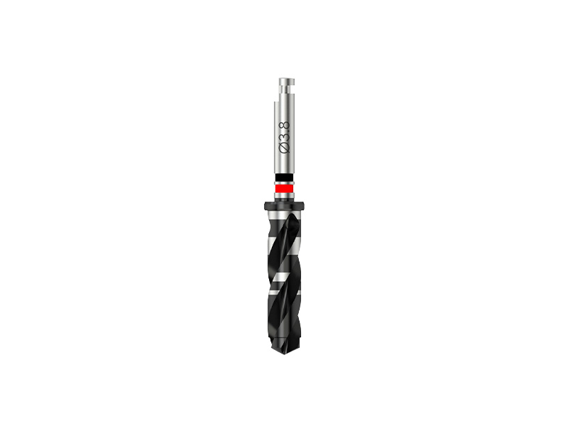 Microcone - Fraise pour corticale D 3.5/3.8 (noir/rouge) pour implant D 4.0 - ultra-court