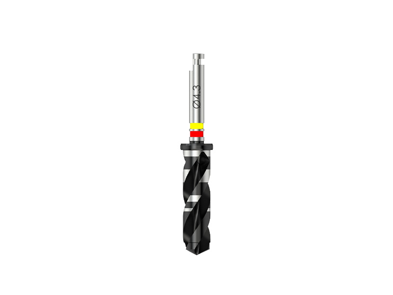 Microcone - Fraise pour corticale D 4.0/4.3 (jaune/rouge) pour implant D 4.5 - ultra-court