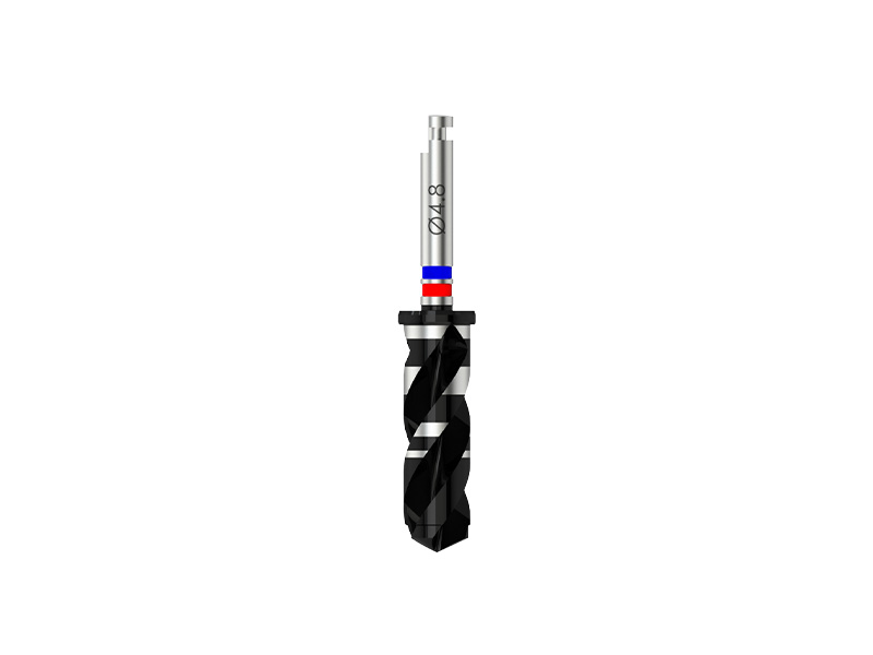 Microcone - Fraise pour corticale D 4.5/4.8 (bleu/rouge) pour implant D 5.0 - ultra-court