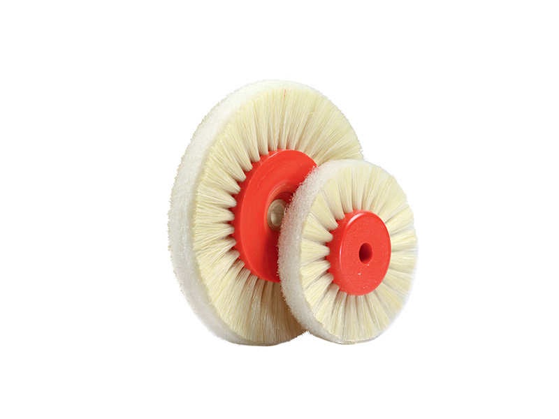 Brosse Soie blanche 2 Rangs, toile et Scotch Brite - Ronde - ø 55 mm - 1 Pièce