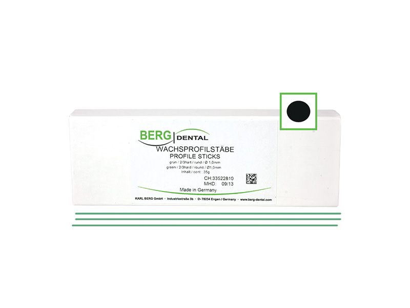 Tiges en cire profilée  rondes vert semi dur ø 0,80 mm - 25 g