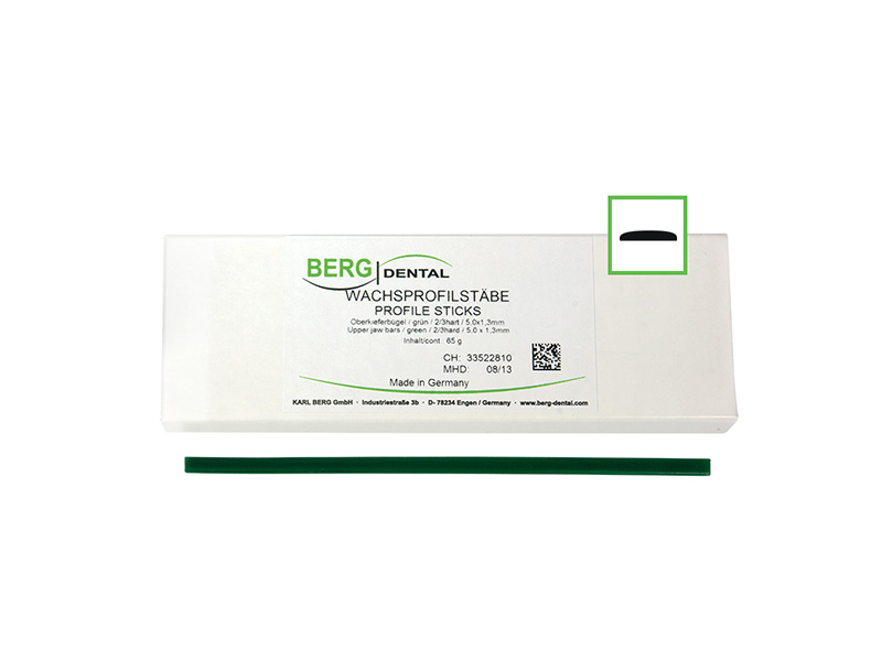 Tiges en cire profilée barre maxillaire vert semi dur 5,00 x 1,30 mm - 65 g