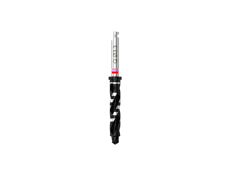 Quattrocone - Fraise pour corticale D 2.3/3.2/3.3 (rose/rouge) pour implant D 3.5 - court