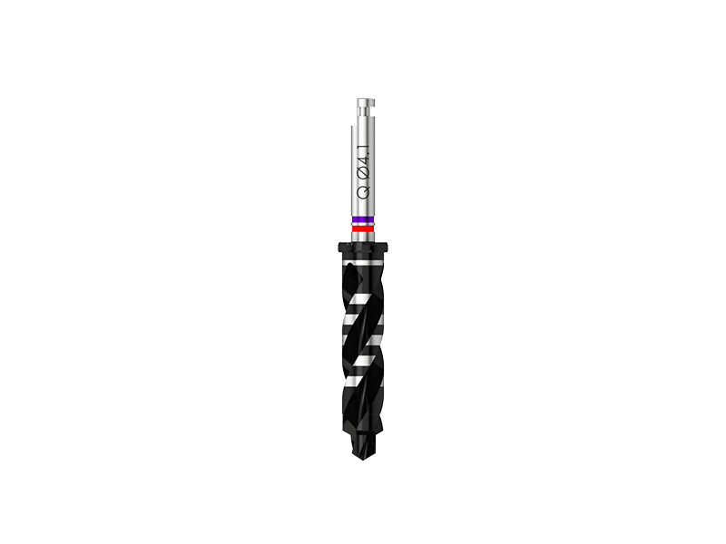 Quattrocone - Fraise pour corticale D 2.5/4.0/4.1 (violet/rouge) pour implant D 4.3 - court