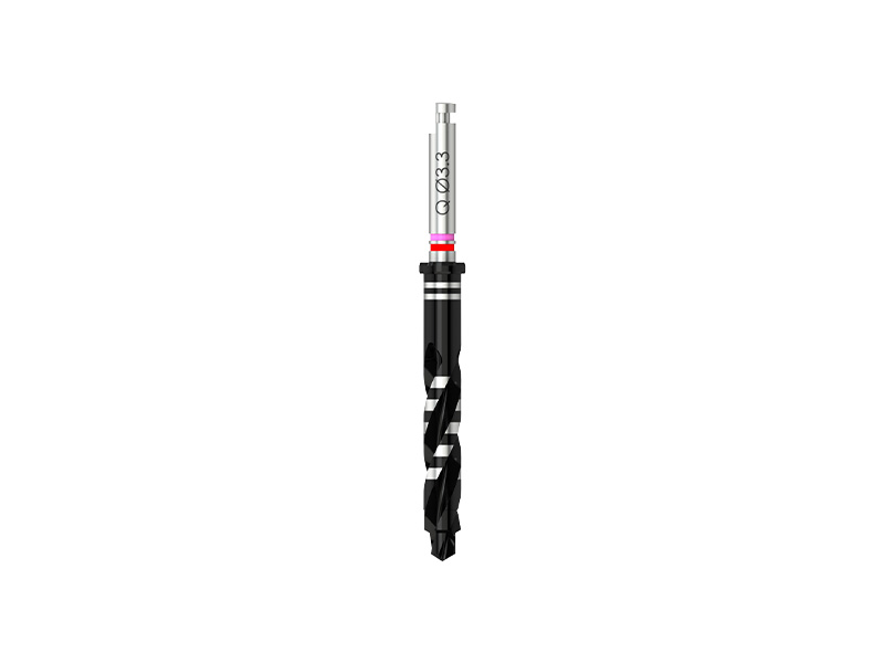 Quattrocone - Fraise pour corticale D 2.3/3.2/3.3 (rose/rouge) pour implant D 3.5 - long
